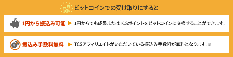 ビットコインでの受け取りにすると